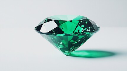 Fototapeta premium Green Diamond Gemstone on White Background