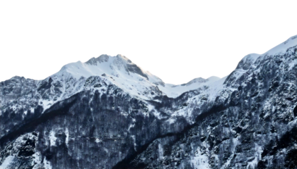 Snow-Capped Mountain Against a White Backdrop