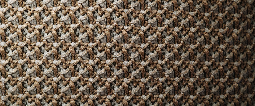 Poster a patterned fabric with a brown and white color scheme. the pattern is made up of small squares and 
