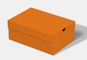 Sneaker box closed views of cardboard shoe box, box with lid for shoe or sneaker, product packaging mockup, isolated on white backgroundCraft paper box