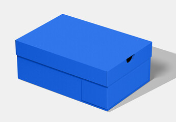 Sneaker box closed views of cardboard shoe box, box with lid for shoe or sneaker, product packaging mockup, isolated on white backgroundCraft paper box