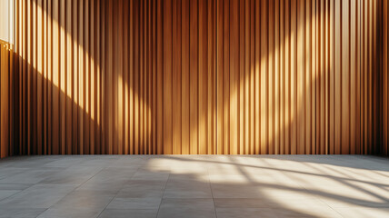 Modern Empty  Interior room  with Wooden Panels and Ambient Lighting