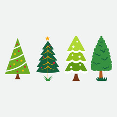 Fototapeta premium Print Set of Christmas tree , white background