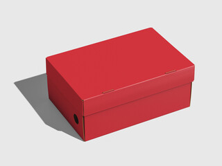 Sneaker box closed views of cardboard shoe box, box with lid for shoe or sneaker, product packaging mockup, isolated on white backgroundCraft paper box