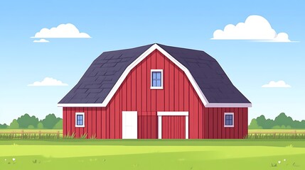 Obraz premium A Classic Red Barn Stands in a Lush Green Field