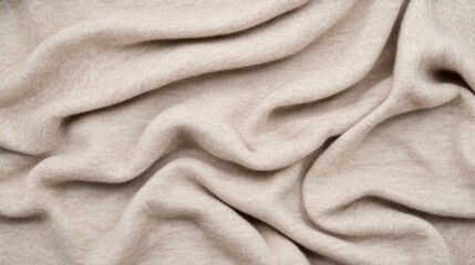 Soft Beige Fabric Texture With Gentle Waves and Creases for Background Use