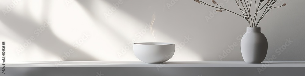 Poster simple product photo with ample copy space clean white background and soft lighting ideal for in mar
