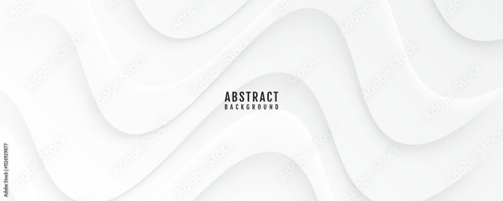 Poster 3d white geometric abstract background overlap layer on bright space with waves effect decoration. m