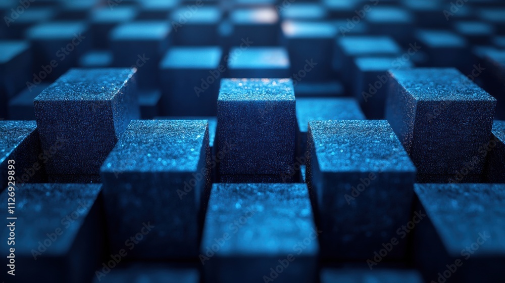 Aufkleber abstract 3d render blue geometric background design with cube