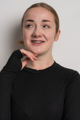 Young woman after dental medical care