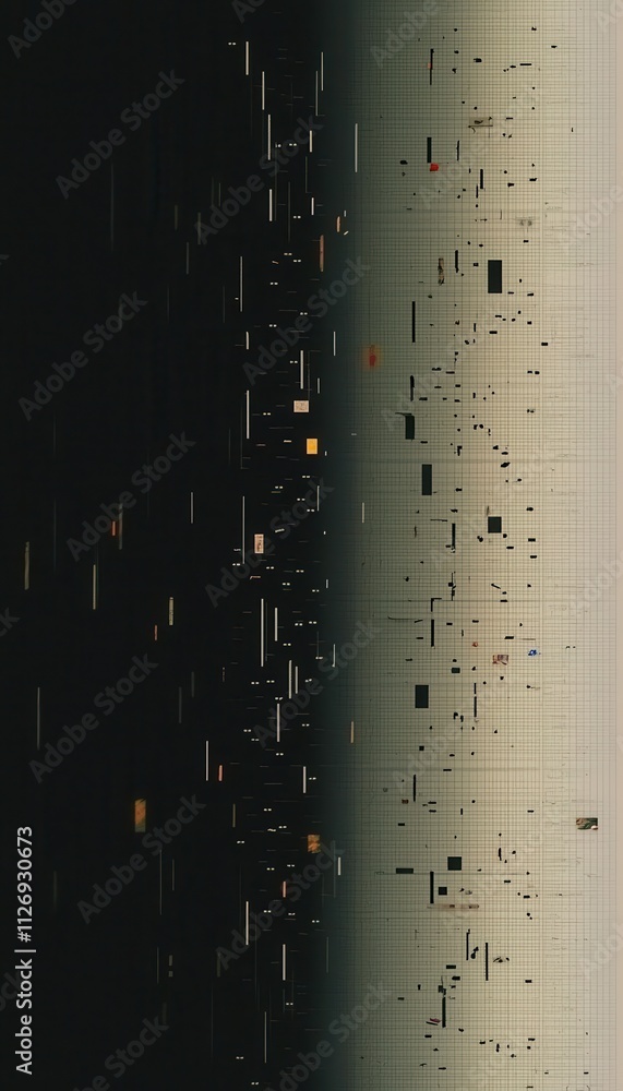 Poster creative vertical design featuring torn elements in a unique composition with a modern aesthetic