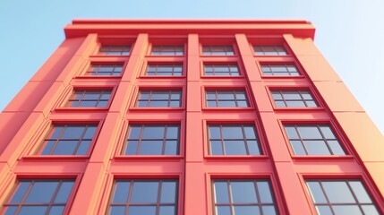 Obraz premium Vibrant and Modern Architectural Facade with Striking Red Design