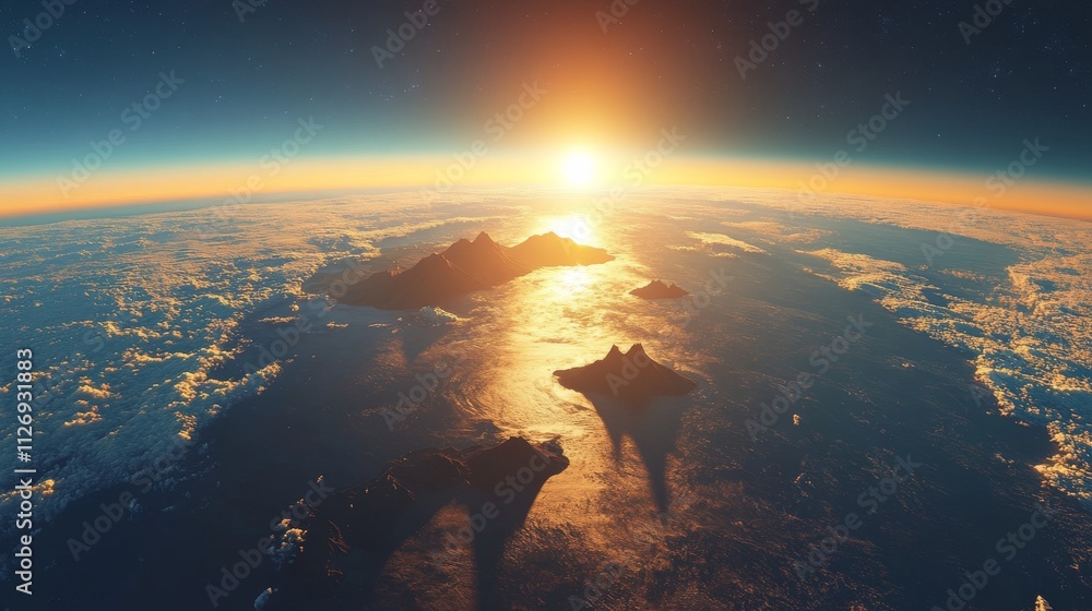 Canvas Prints Ultra detailed, photorealistic view of Earth from space during a sunrise