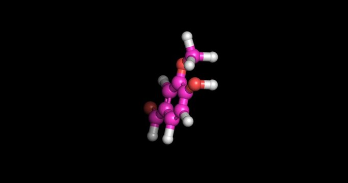 Vanillin, 3D molecule spinning, 4k