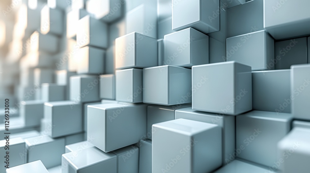 Poster abstract 3d render geometric background with white cubes modern animation motion design seamless loo