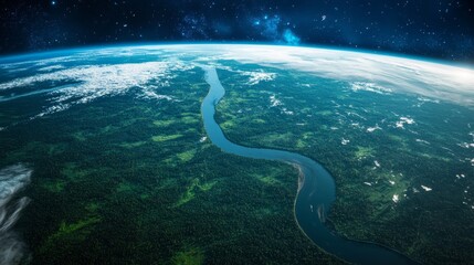 Ultra detailed, photorealistic view of Earth from space with a focus on the coastlines of West Africa