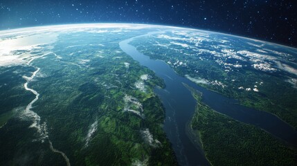 Obraz premium Ultra detailed, photorealistic view of Earth from space with a focus on the coastlines of West Africa