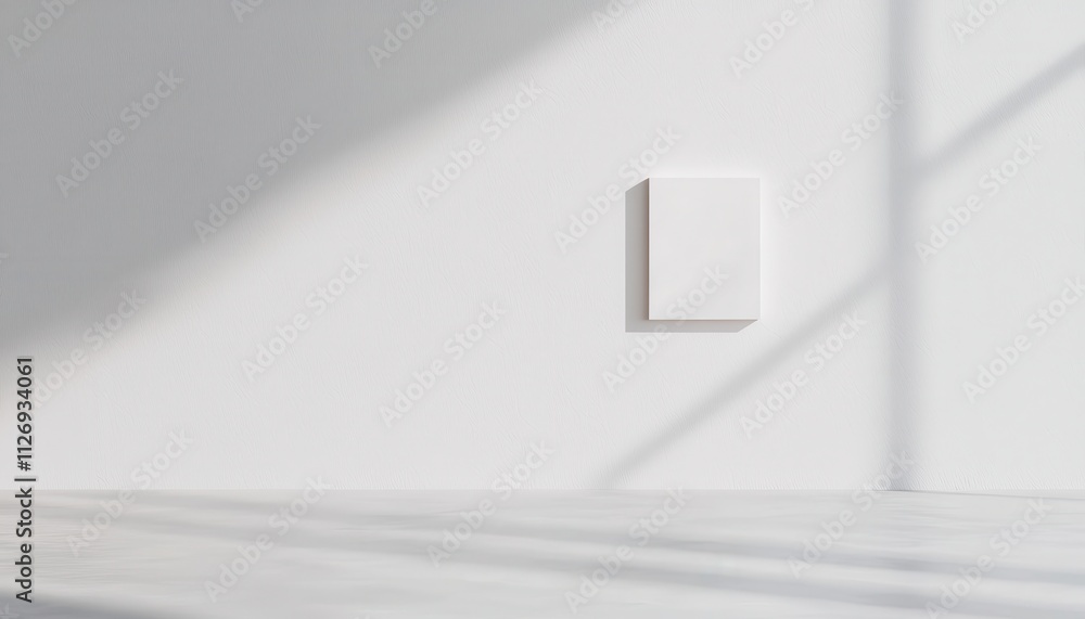 Poster minimalist design of a large single light switch on a plain wall with soft shadows and natural light