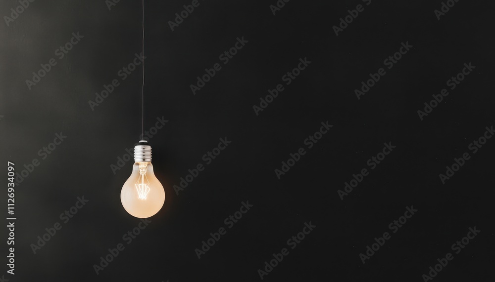 Aufkleber minimalist view of a single lightbulb hanging in a dark room illuminating a calm atmosphere