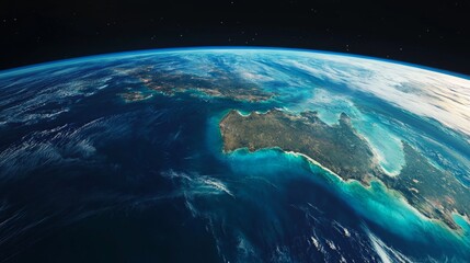 Obraz premium Ultra detailed, photorealistic view of Earth from space