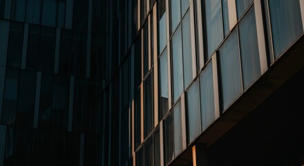 Modern architecture details with glass facade geometric patterns