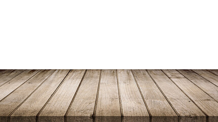 empty dark wooden table isolated on white background, wood floor can used for display or mock up your products.
