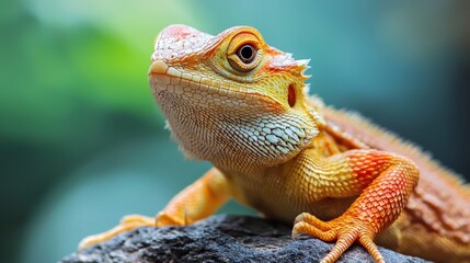 Fototapeta premium Close-up of a vibrant bearded dragon on a natural background