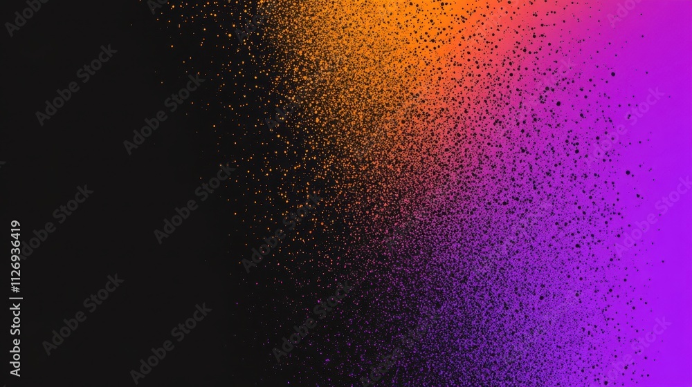 Poster colorful gradient with particles blending into dark background