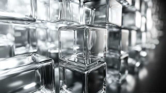 abstract 3d render rotating glass blocks seamless looped vide
