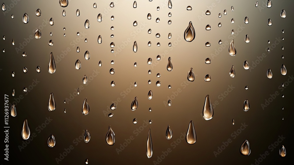 Aufkleber water droplets cascading down a glass surface with a gradient brown background creating an elegant a