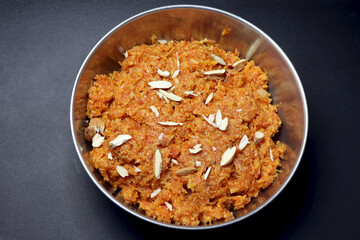 Gajar ka halwa, carrot halwa is a carrot-based sweet dessert pudding from the Indian subcontinent.