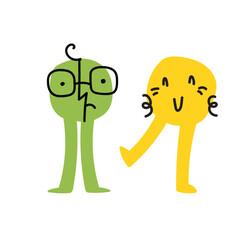 Set of abstract emoticons doodle icons. Emoji outline icons with legs. Smile icons cartoon. Stickers emoticon. Vector flat icons for social media.