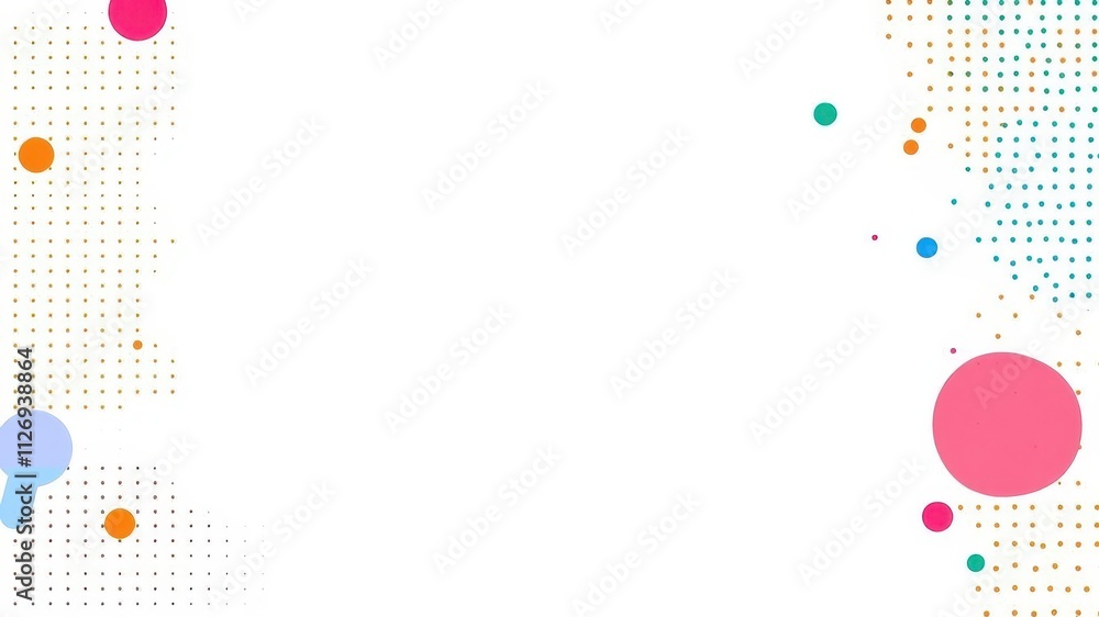 Aufkleber abstract halftone white background in three colors with various sized dots creating a modern and dyn