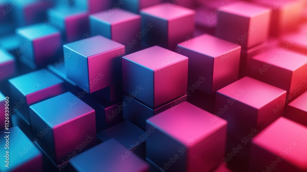 Poster abstract 3d rendering of geometric shapes composition with squares cube design modern background for