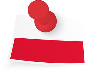 Poland Flag with Red Push Pin