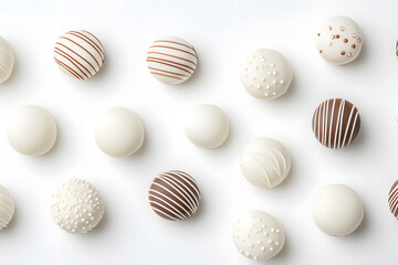 Fototapeta premium Chocolate truffles, pralines isolated on white background