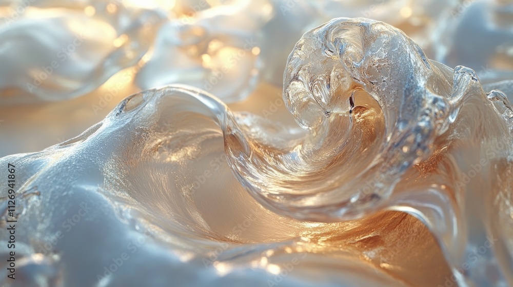 Poster abstract animation 3d render of rotating glass shapes on light background seamless looped vide