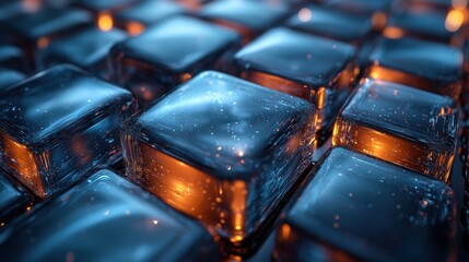 abstract animation 3d render of rotating glass squares seamless looped vide