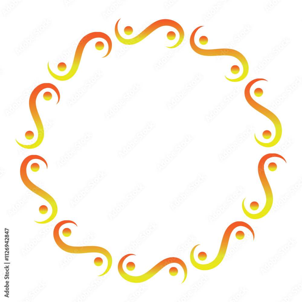 Poster seamless vector circle hand draw sketch design border. vintage wreath hand drawn, circle frame eleme