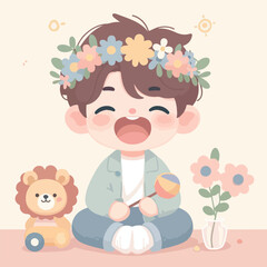 Vector of a charming and cute child with stylish clothes