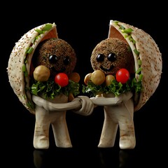 Creative Food Art: Smiling Wraps with Fresh Vegetables and Falafel