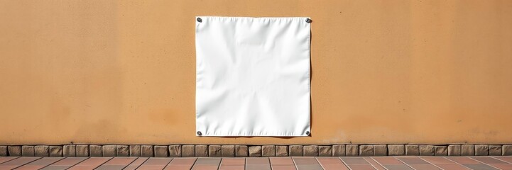 Obraz premium A realistic glued poster mockup featuring a brick wall background with a silhouette of a man passing by, presentation, showcasing