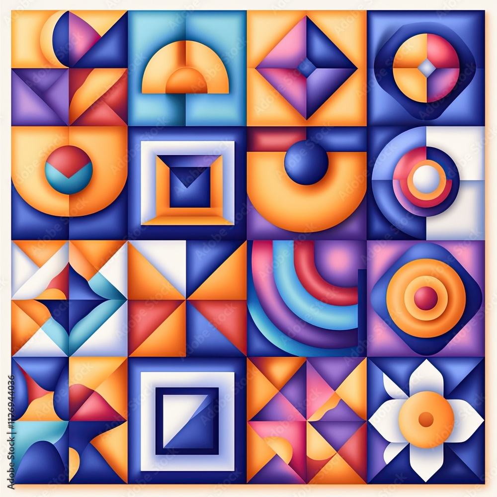 Aufkleber colorful geometric pattern with abstract shapes and soft gradients for creative backgrounds and mode