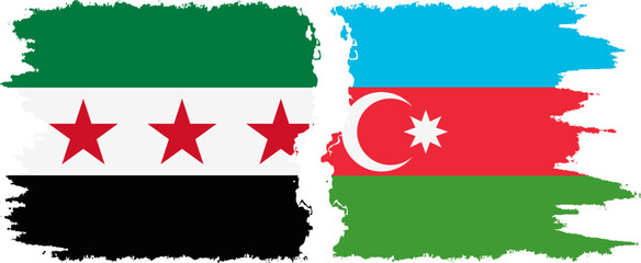 Azerbaijan and Syrian Revolution grunge flags connection, vector