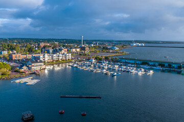 A view from a ship along the coast at Charlottetown, Prince Edward Island, Canada in the fall