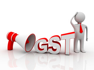 3d rendering GST Tax India with business man
