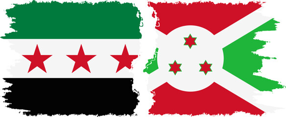 Burundi and Syrian Revolution grunge flags connection, vector
