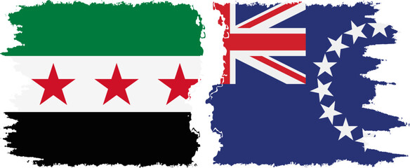 Cook Islands and Syrian Revolution grunge flags connection, vector