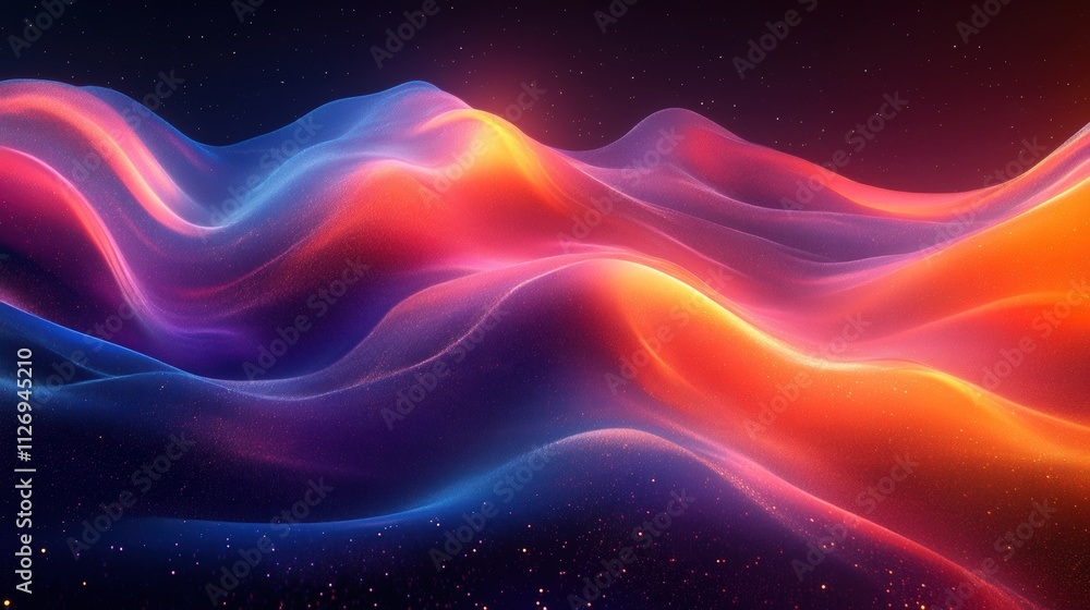 Poster abstract animation colorful wavy shape on black background looping video 3d render