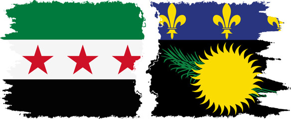 Guadeloupe and Syrian Revolution grunge flags connection, vector